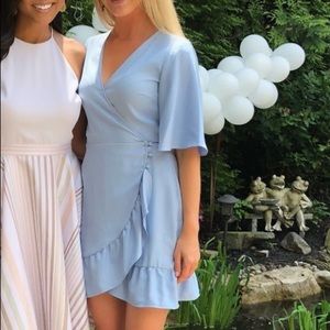 TOPSHOP Ruffle Mini Dress light blue